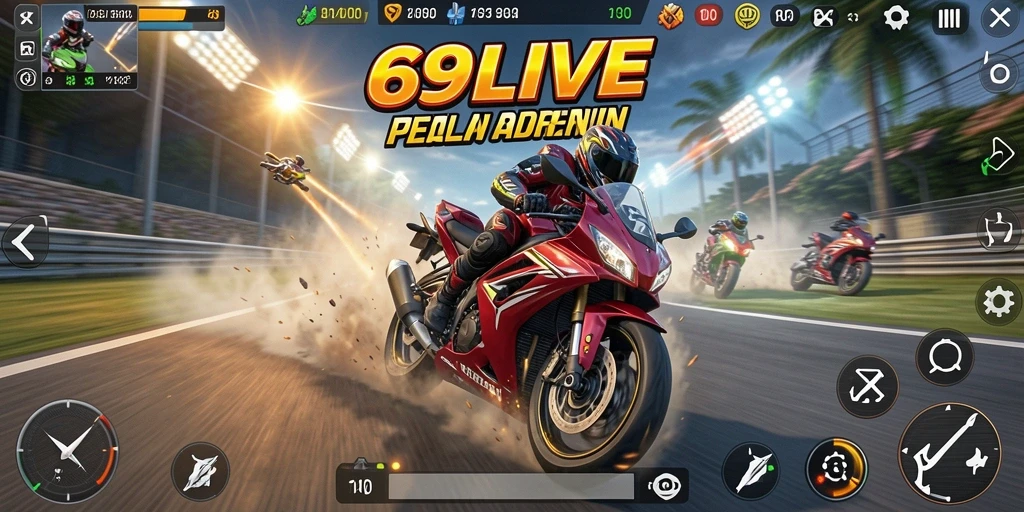 Tampilan menarik dari gameplay balapan motor di 69LIVE.