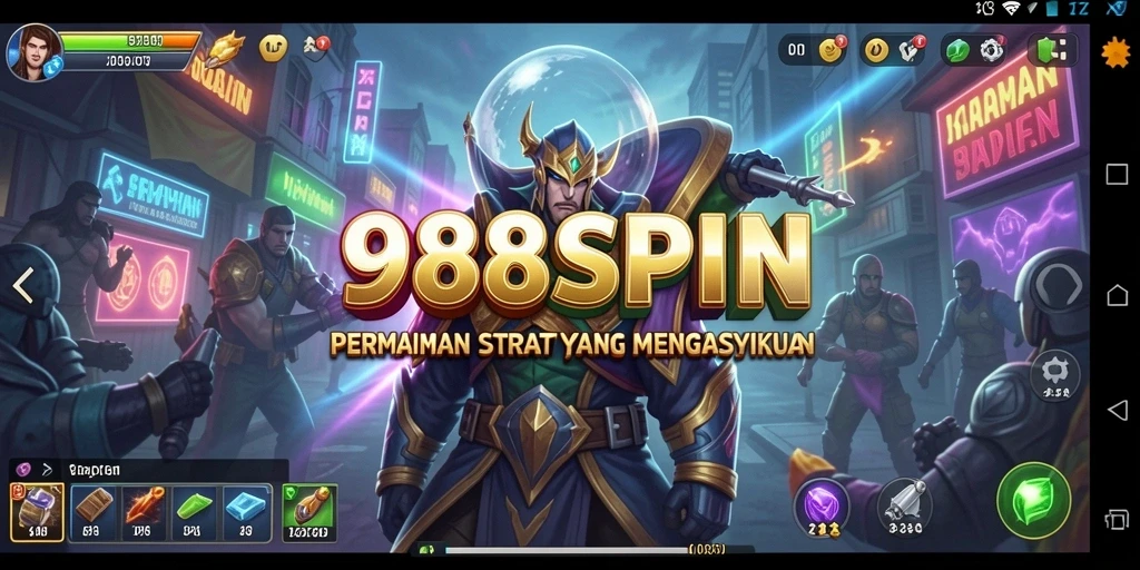 Screenshot utama 988SPIN menampilkan aksi strategi mendebarkan.
