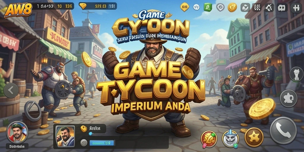 Tangkapan layar gameplay AW8 yang menampilkan pengelolaan bisnis yang cerdas.