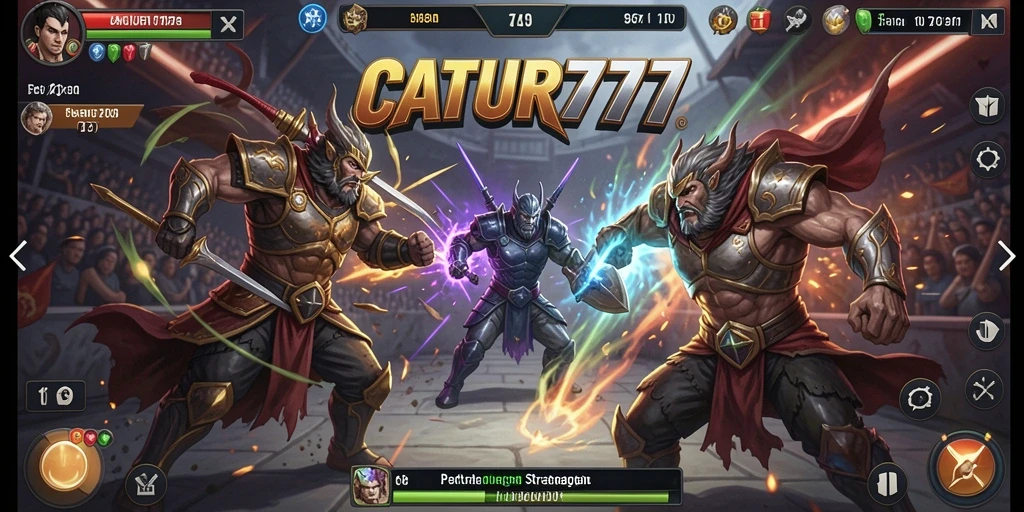 Screenshot gameplay yang menunjukkan aksi mendebarkan di CATUR777.