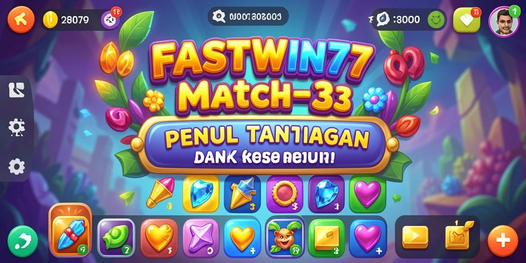 Tampilan gameplay Match-3 yang seru dan penuh warna.
