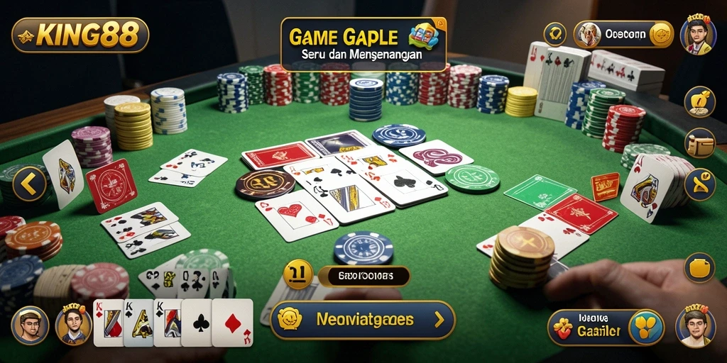 Screenshot KING88 menampilkan aksi seru dalam permainan Gaple.