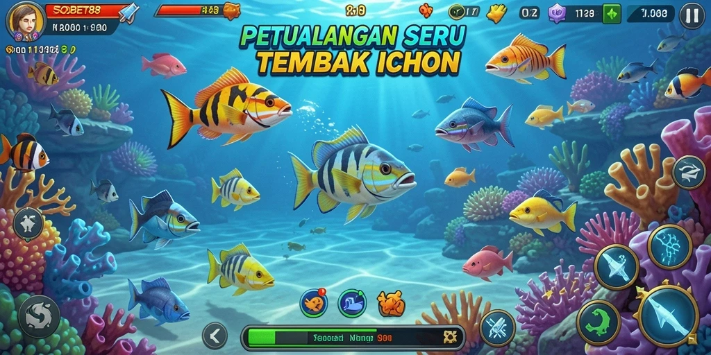 Tangkapan layar gameplay SOBET88 menampilkan keseruan berburu ikan.