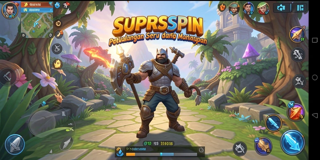 Tampilan gameplay SUPERSPIN yang menampilkan aksi RPG seru.
