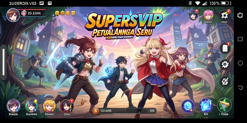 Screenshot menampilkan karakter anime beraksi dalam pertarungan epik.