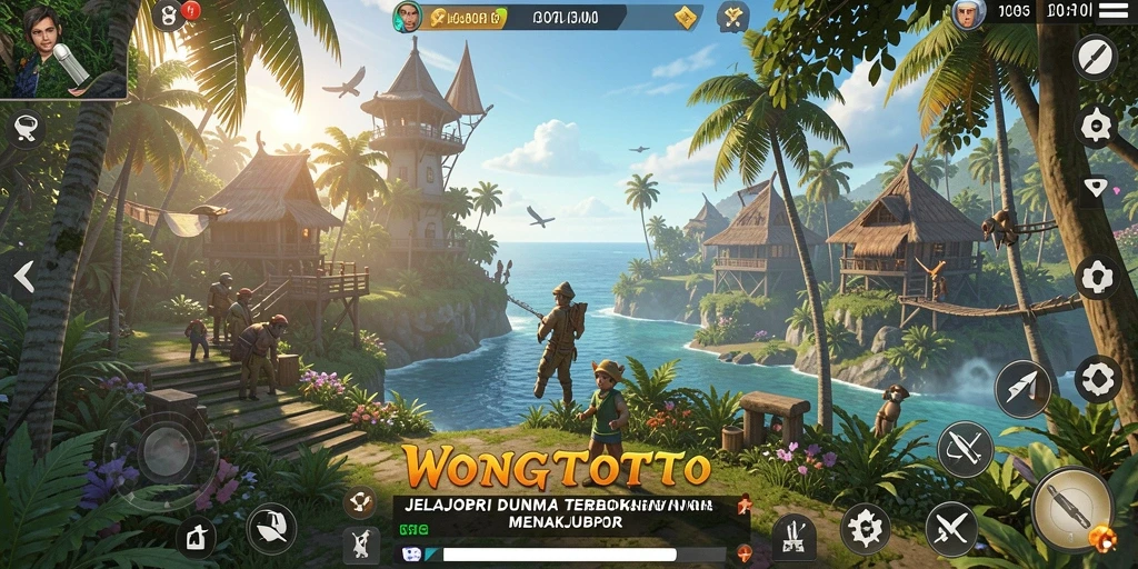 Screenshot gameplay WONGTOTO menampilkan petualangan di dunia terbuka.