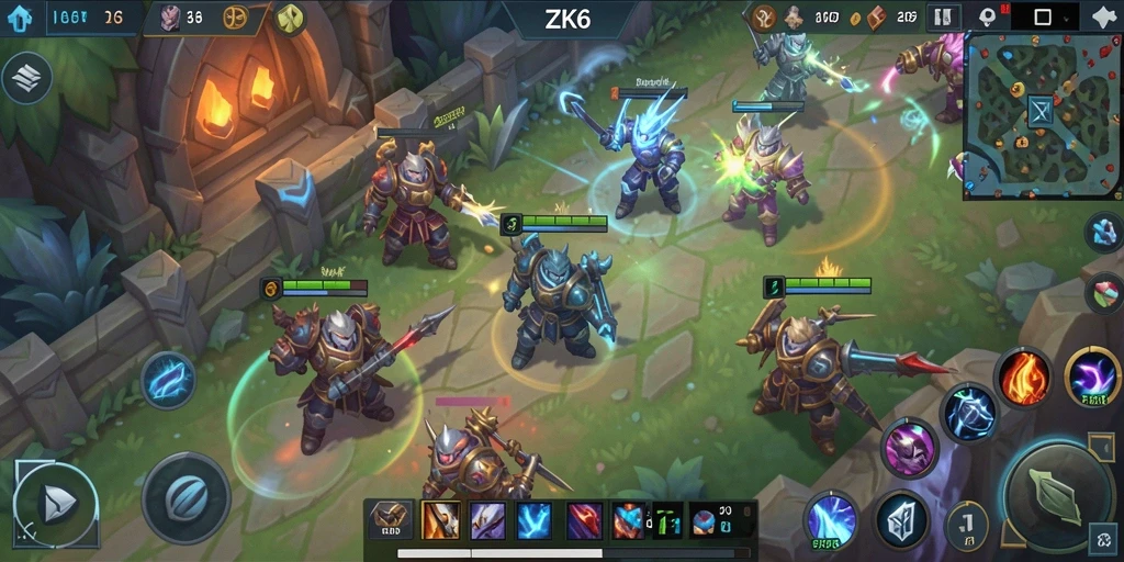 Gameplay ZK6 yang intens dan strategis dalam aksi pertempuran.